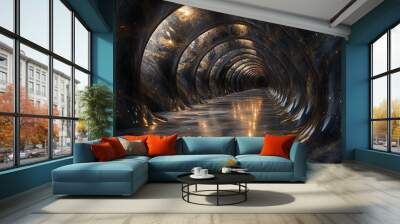 High Tech Tunnel Bathed in Illuminated Design and Architecture photo Wall mural