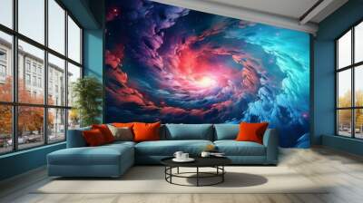 Spiral galaxy space colorful aesthetic vector stars wallpaper image AI generated art Wall mural