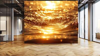 Sunshine’s golden rays captured splashing from the water’s surface image Wall mural