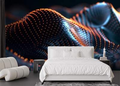 Abstract Digital Art with Glowing Lines and Dots Wall mural