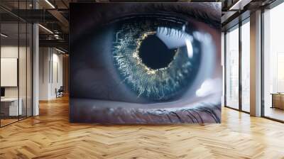 Futuristic eye with digital map display Wall mural