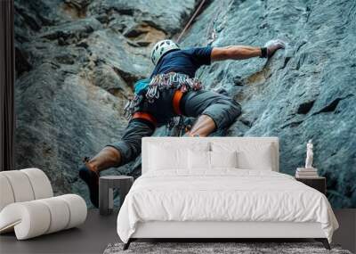 rock climber scaling steep cliff face Wall mural