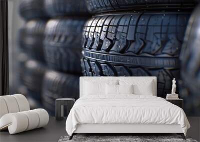 Rubber Rush Black Tire Trend Generative AI Wall mural