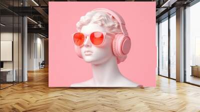 stylish mannequin with headphones and sunglasses Wall mural