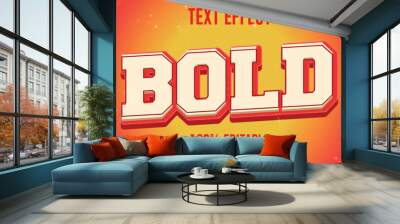 3d bold text effect. Editable vintage retro text effect in illustrator Wall mural