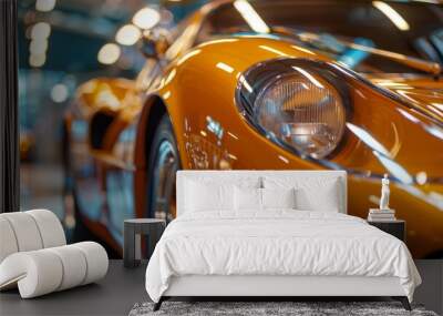 classic cars in a car enthusiast garage retro picture Wall mural