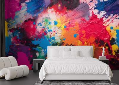 colorful paint splatters, abstract with empty ground in foreground Wall mural