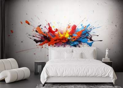 colorful paint splatters, abstract with empty ground in foreground Wall mural