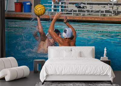 High School water polo player shooting the ball. Wall mural