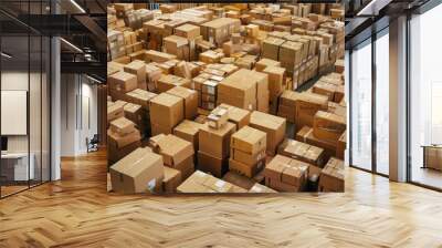 Tons of boxes in shipping facility Wall mural