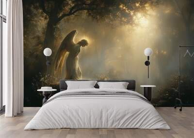 Angel under the tree symbolizes the announcement of the resurrection of Jesus Christ. It represents spiritual victory. Wall mural