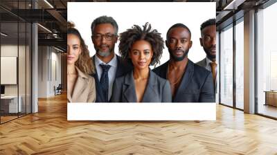 Portrait of successful group of black business people at modern office looking at camera isolated isolated on transparent background Wall mural