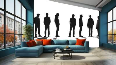 Silhouettes of team businees standing people. Wall mural