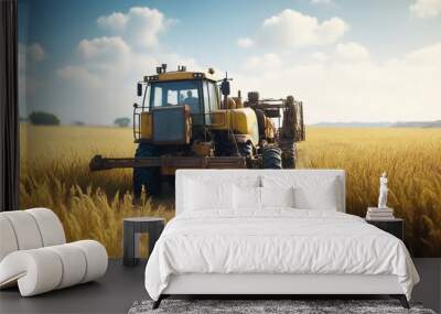 combine harvester on field Wall mural