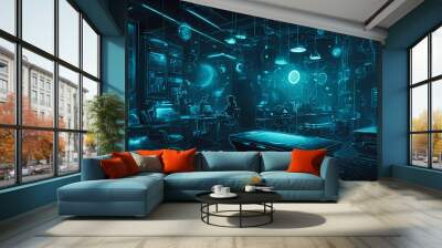 Cyberpunk style technology background Wall mural