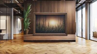 frame on wood Wall mural