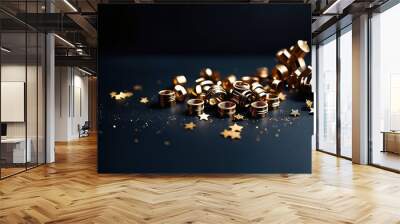 golden christmas lights Wall mural