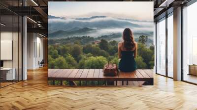 Woman relax outdoors Wall mural