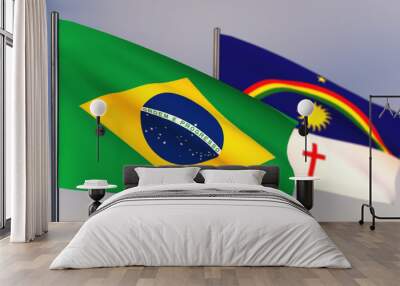 Pernambuco 3D flag waving in wind. Wall mural