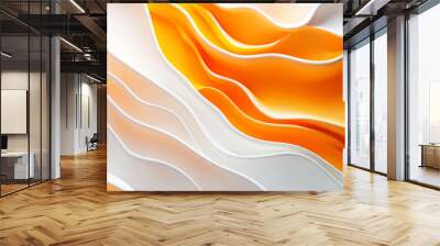 Abstract background with orange and white waves flowing Wall mural