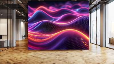 Dynamic abstract  particles flowing forming wavy surface Wall mural