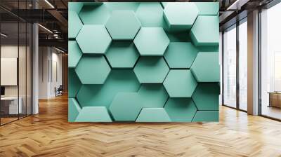 Mint hexagonal background forming abstract pattern Wall mural