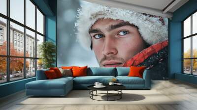 Young sami man is looking at Camera Wall mural