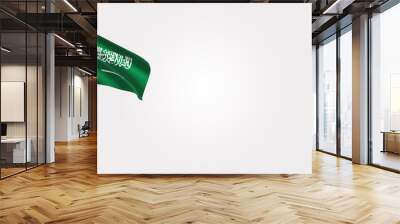 Saudi Arabia 3D waving flag illustration on Flagpole. Perfect for background with space on the right side. Wall mural