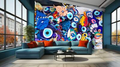 evil eye means good luck symbol in Turkiye. it protects from negative energy Wall mural