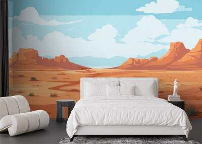 cartoon valley in the country desert landscape Wall mural