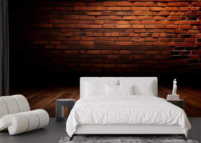 red brick wall texture and wood floor background Wall mural