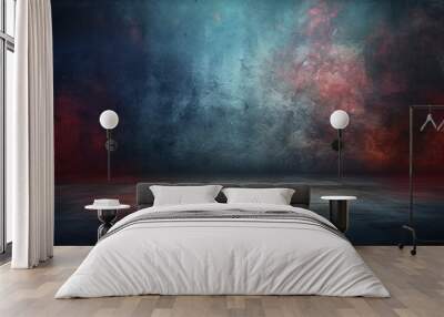 Studio dark room stone stage or podium with fog or mist  Wall mural