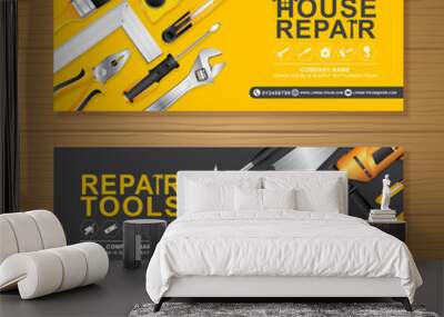 construction tools banner template for a report and brochure design, flyer, leaflets decoration for printing and presentation vector illustration Wall mural