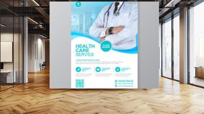 Corporate healthcare and medical cove a4 flyer design template for print Wall mural