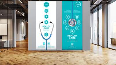 Healthcare and medical roll up design, standee banner template for exhibition Wall mural