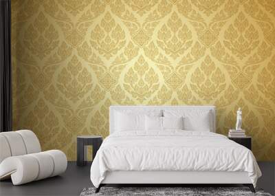 Thai art and asian style luxury banner gold background Wall mural