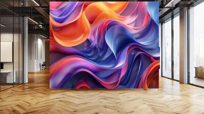 Illustrate an abstract 3D background vector with swirling, colorful ribbons creating a sense of depth and motion Wall mural