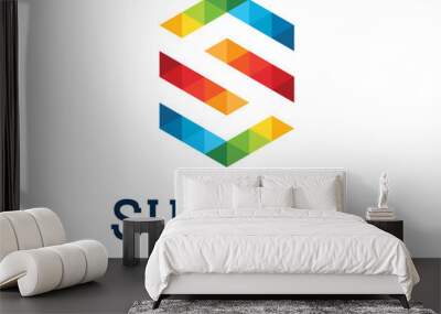 Letter S logo design vector. Colorful letter letter S logo design. Pixel letter S vector. Smart pixel logo.  Wall mural