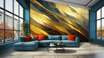 Abstract decorative golden metal background. Artistic modern elegant luxury design. Generative AI. Wall mural