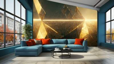 Abstract luxury golden background. Mysterious beautiful shiny gold texture backdrop. 3D illustration Wall mural