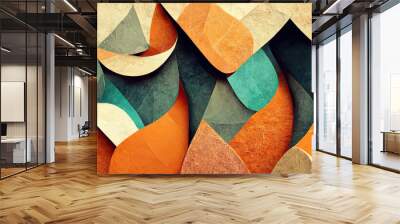 Abstract Neo Memphis style background with grainy texture. Trendy contemporary art. 3D illustration. Wall mural