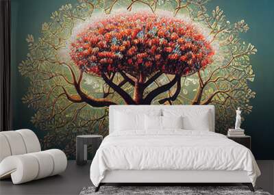 Beautiful tree of life, mythological sacred tree, spiritual healing life concept. Wall mural