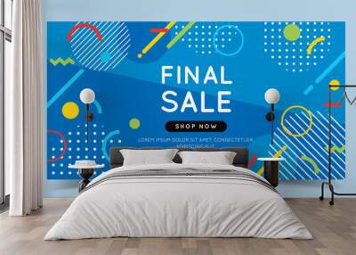 Final sale colorful banner with trendy abstract geometric elements and bright background. Vector illustration template in flat style Wall mural