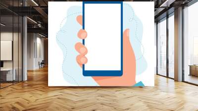 Hand holding a phone. illustration in flat style Wall mural