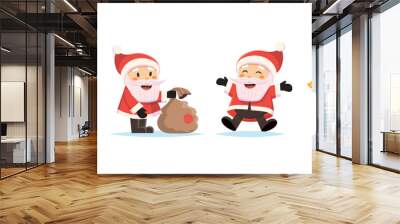 Santa Claus set. Cute Christmas character. Vector illustration in flat style Wall mural