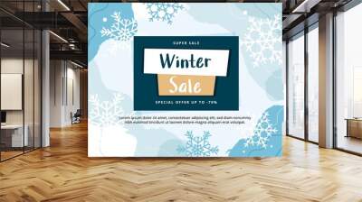 Winter sale abstract modern banner template with snowflakes, vector illustration Wall mural