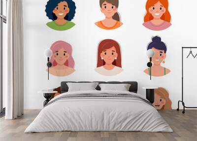 Women avatar set. Diversity group of cute young women. illustration in flat style Wall mural