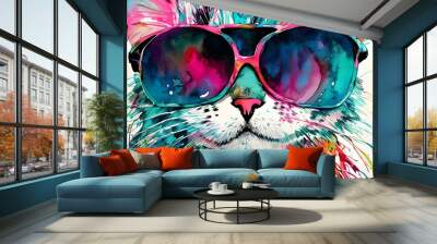 A Cat With Glasses Wall mural