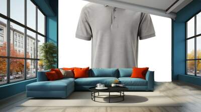 Gray polo shirt Isolated on white background Wall mural