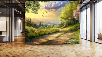 beautiful landscape panorama backgrounds Wall mural